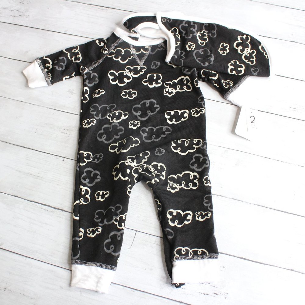 Lullaby Lane Baby Boy's Coverall Romper Outfit Bib Set Size 0-3 Months